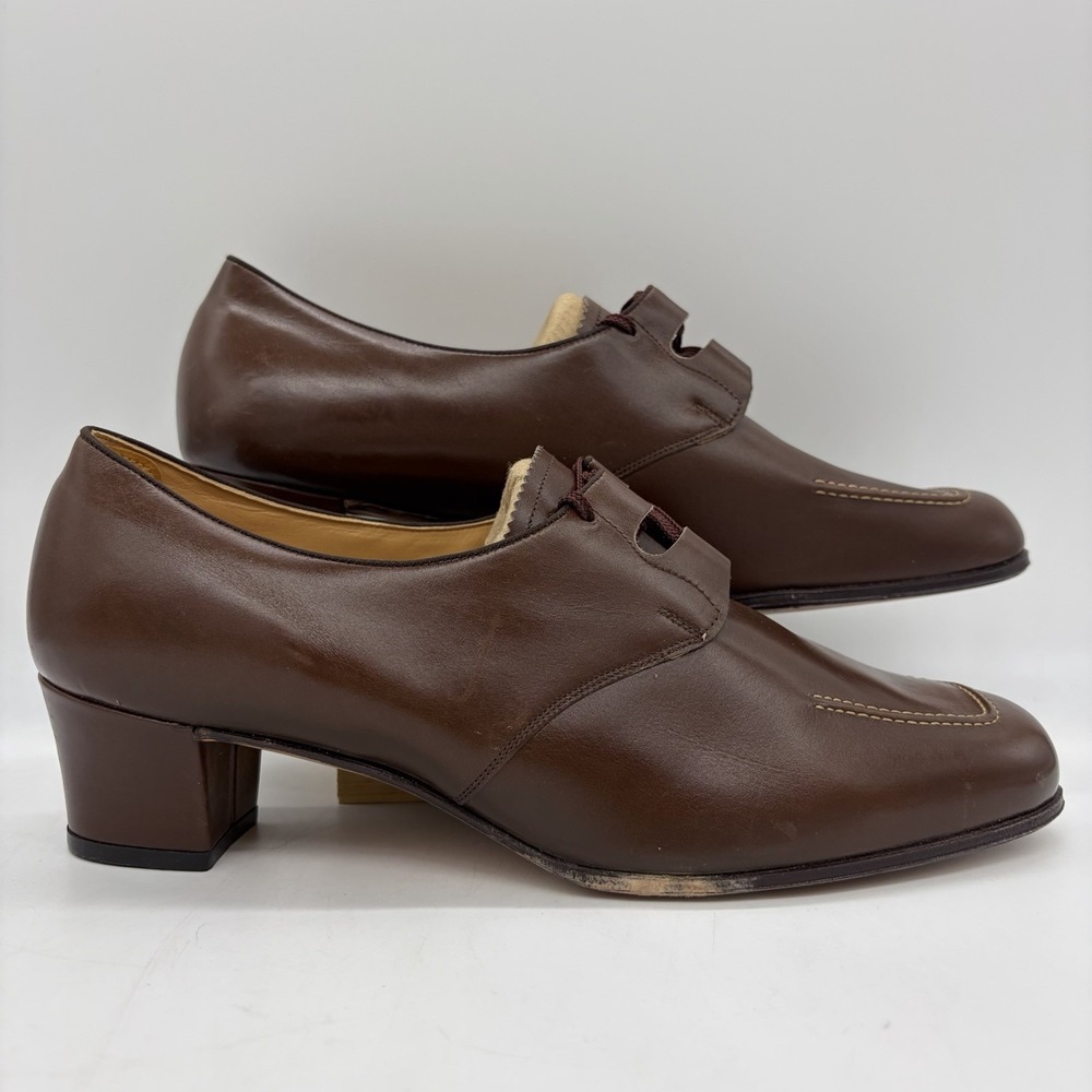 Vtg FSP Shoes Musebeck Womens 9 E/C Oxford Pumps Comfort Flex Brown Leather USA - Picture 2 of 13